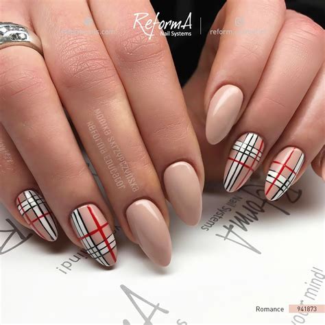 Burberry plaid nail art